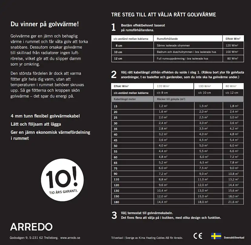 Golvvärmekabel Arredo