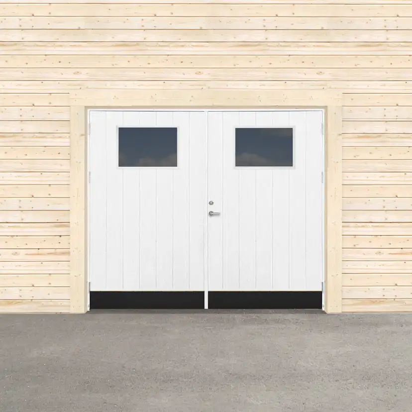 Garageport Sveadörren Kall Glasfönster Grundmålad
