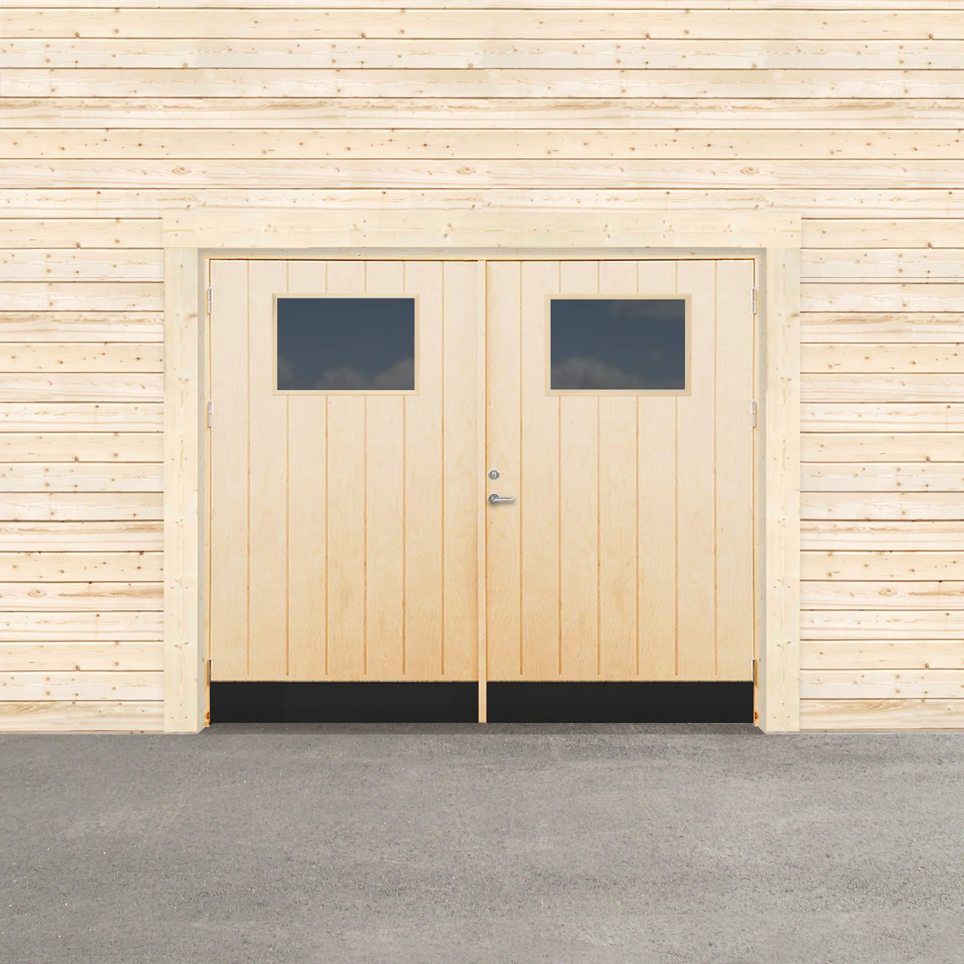 Garageport Sveadörren Varm Glasfönster Obehandlad