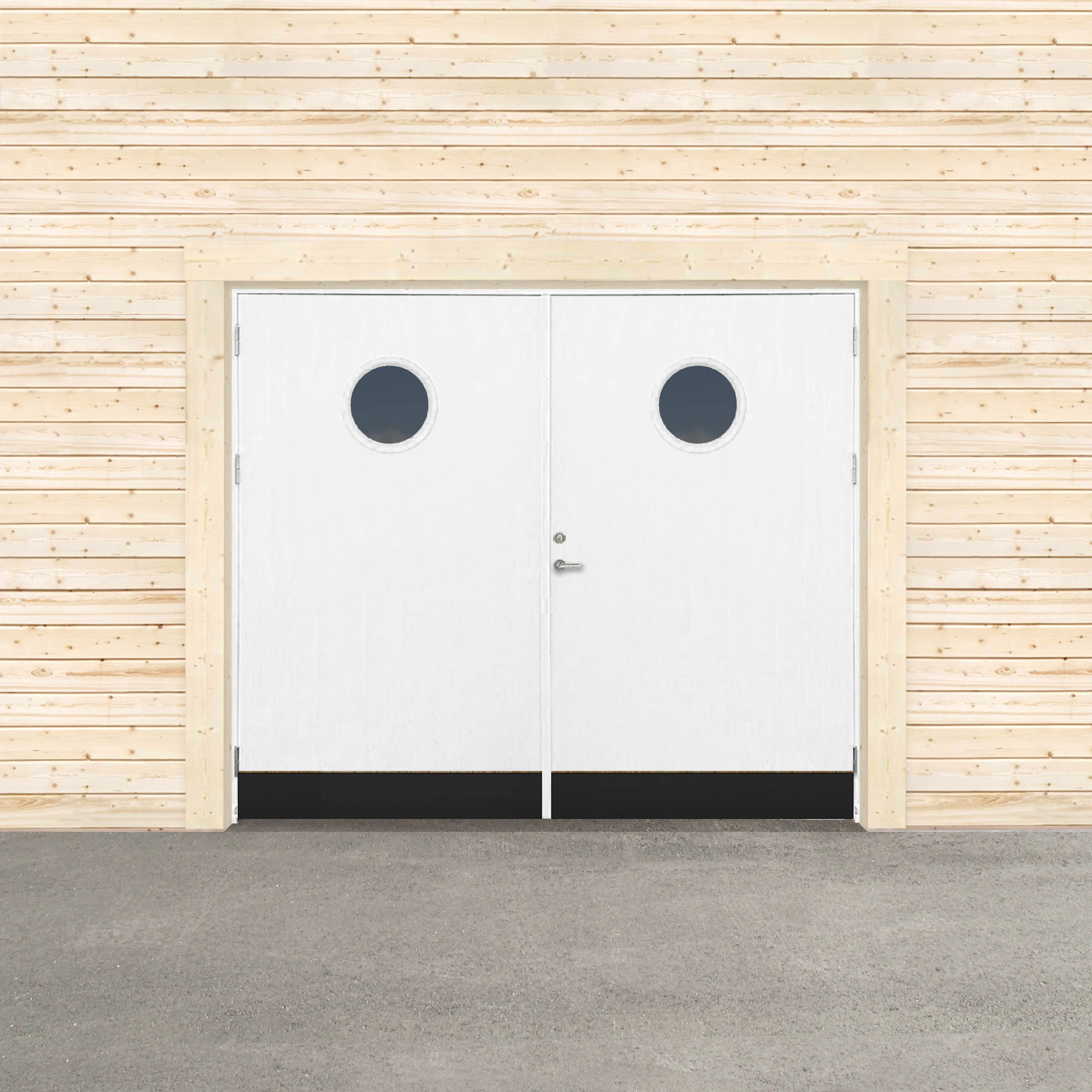 Garageport Sveadörren Kall Runt Fönster Grundmålad