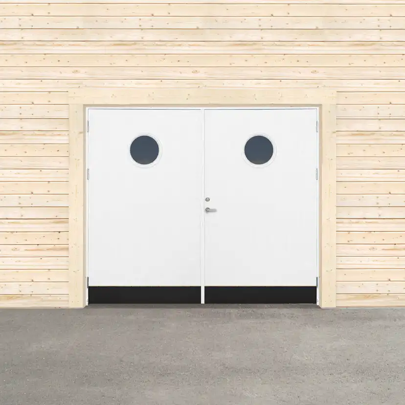 Garageport Sveadörren Kall Runt Fönster Grundmålad