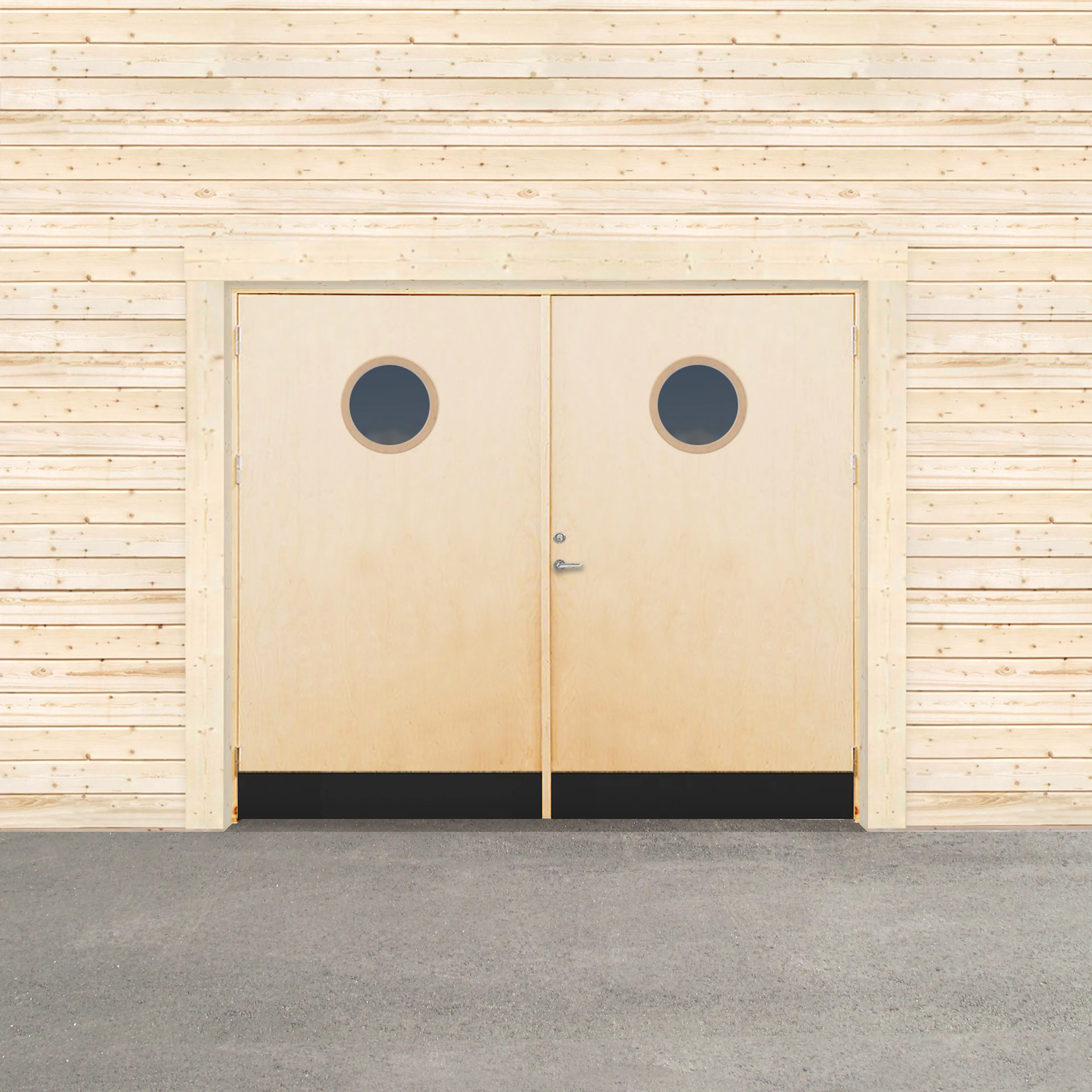 Garageport Sveadörren Kall Runt Fönster Obehandlad