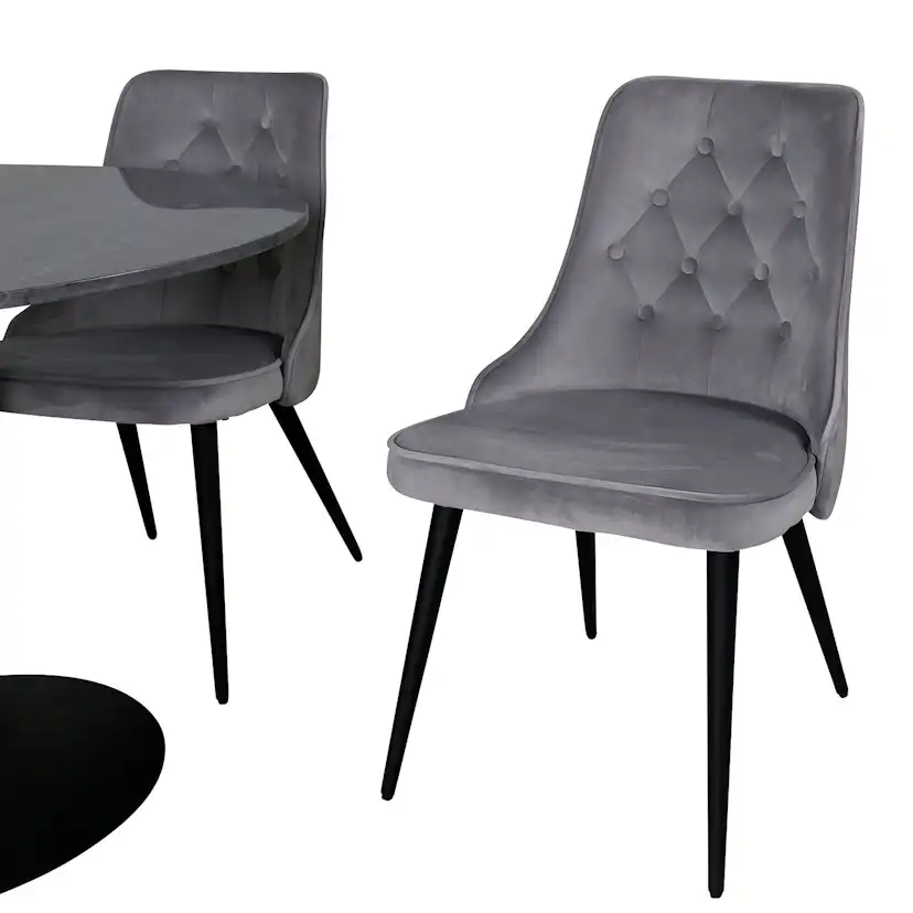 Matgrupp Venture Home Estelle Ø106 med 4 Velvet Deluxe stolar
