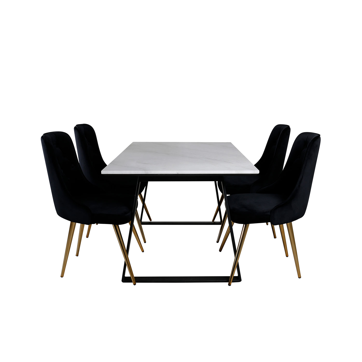 Matgrupp Venture Home Estelle med 4 Velvet Deluxe stolar