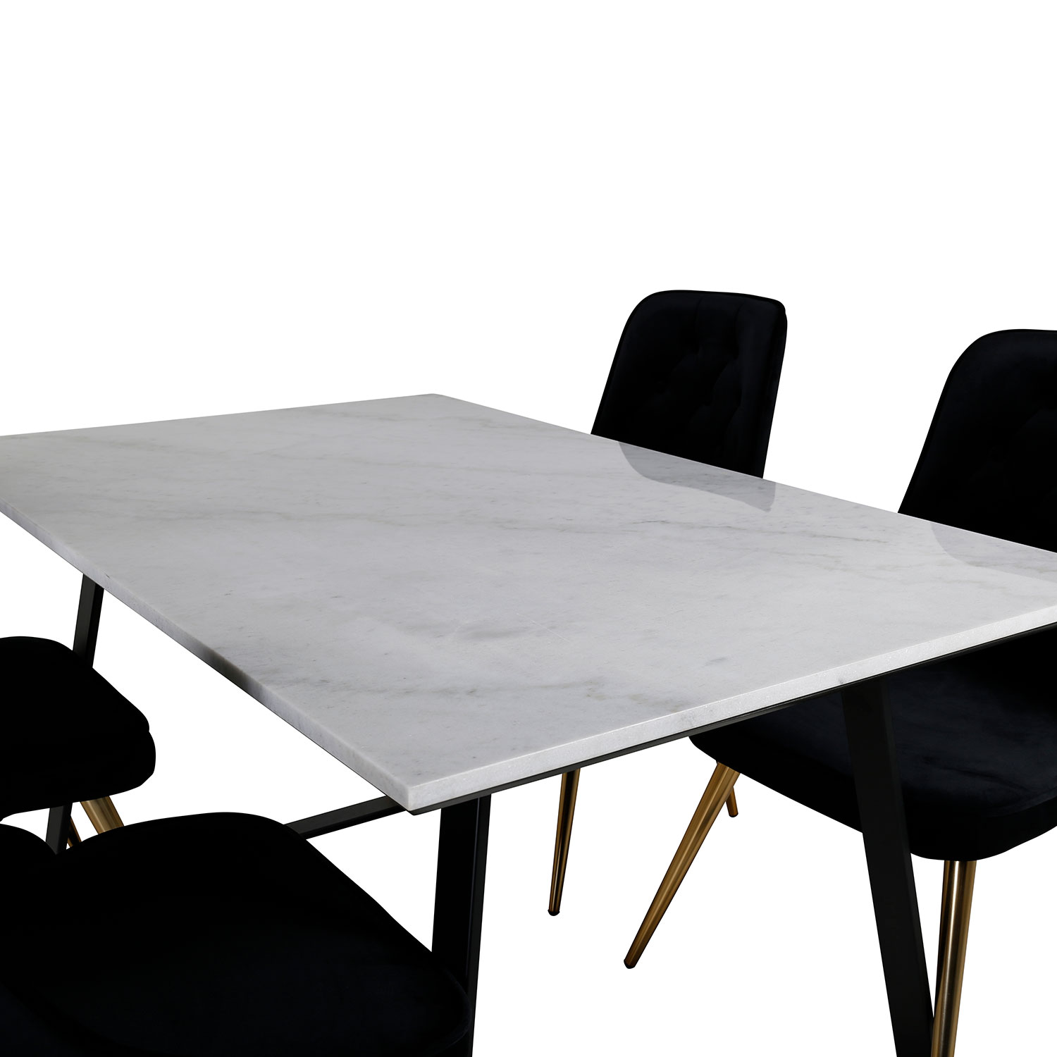 Matgrupp Venture Home Estelle med 4 Velvet Deluxe stolar