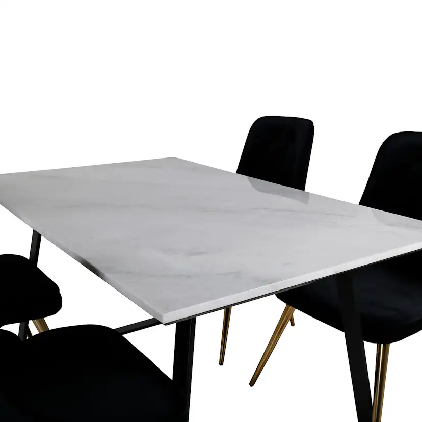 Matgrupp Venture Home Estelle med 4 Velvet Deluxe stolar