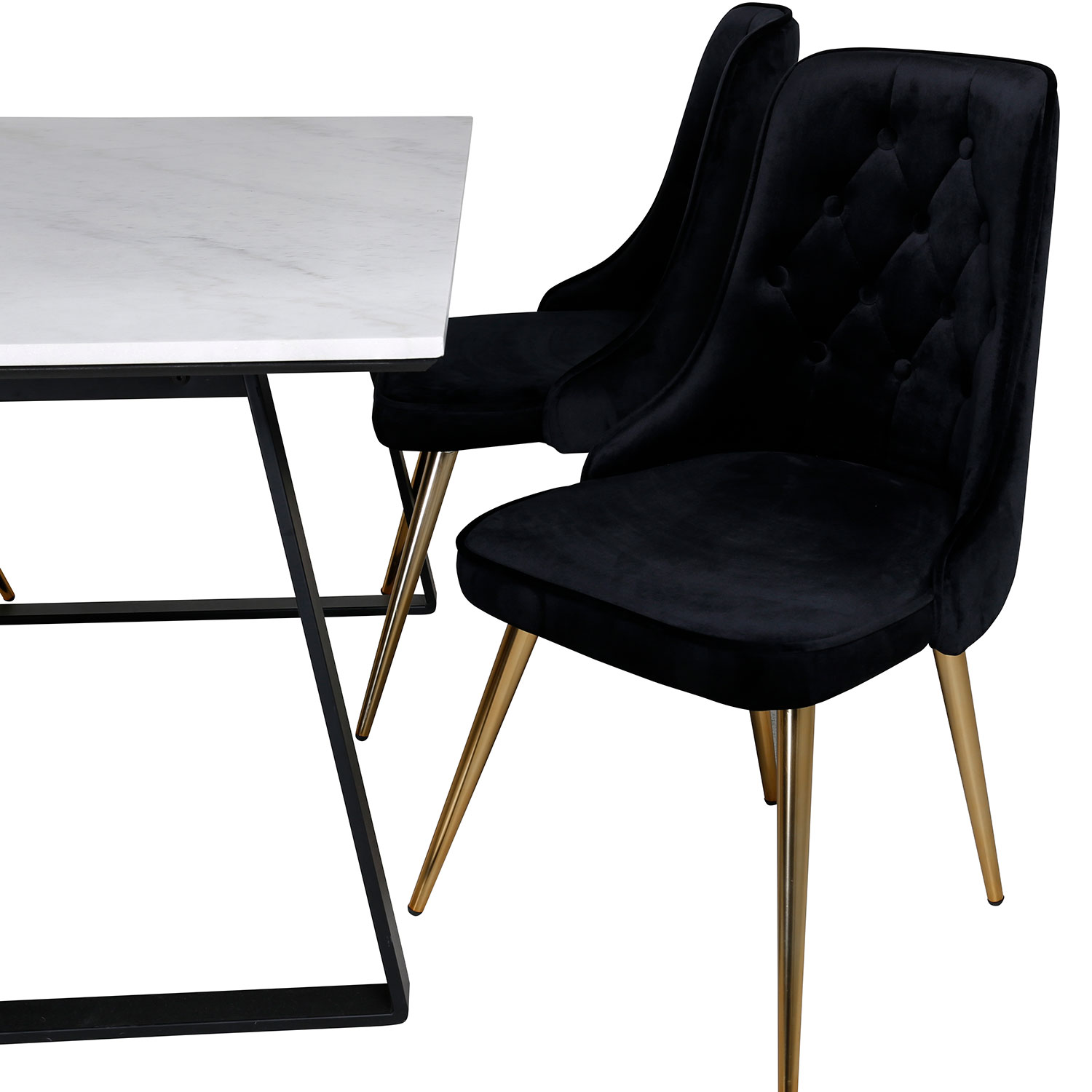 Matgrupp Venture Home Estelle med 4 Velvet Deluxe stolar