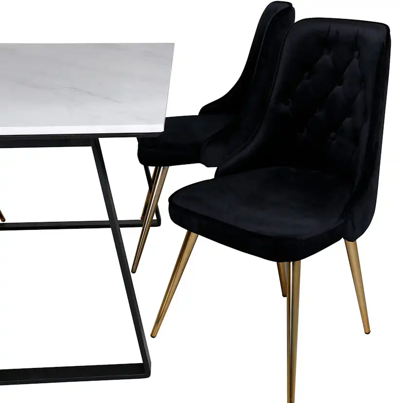 Matgrupp Venture Home Estelle med 4 Velvet Deluxe stolar