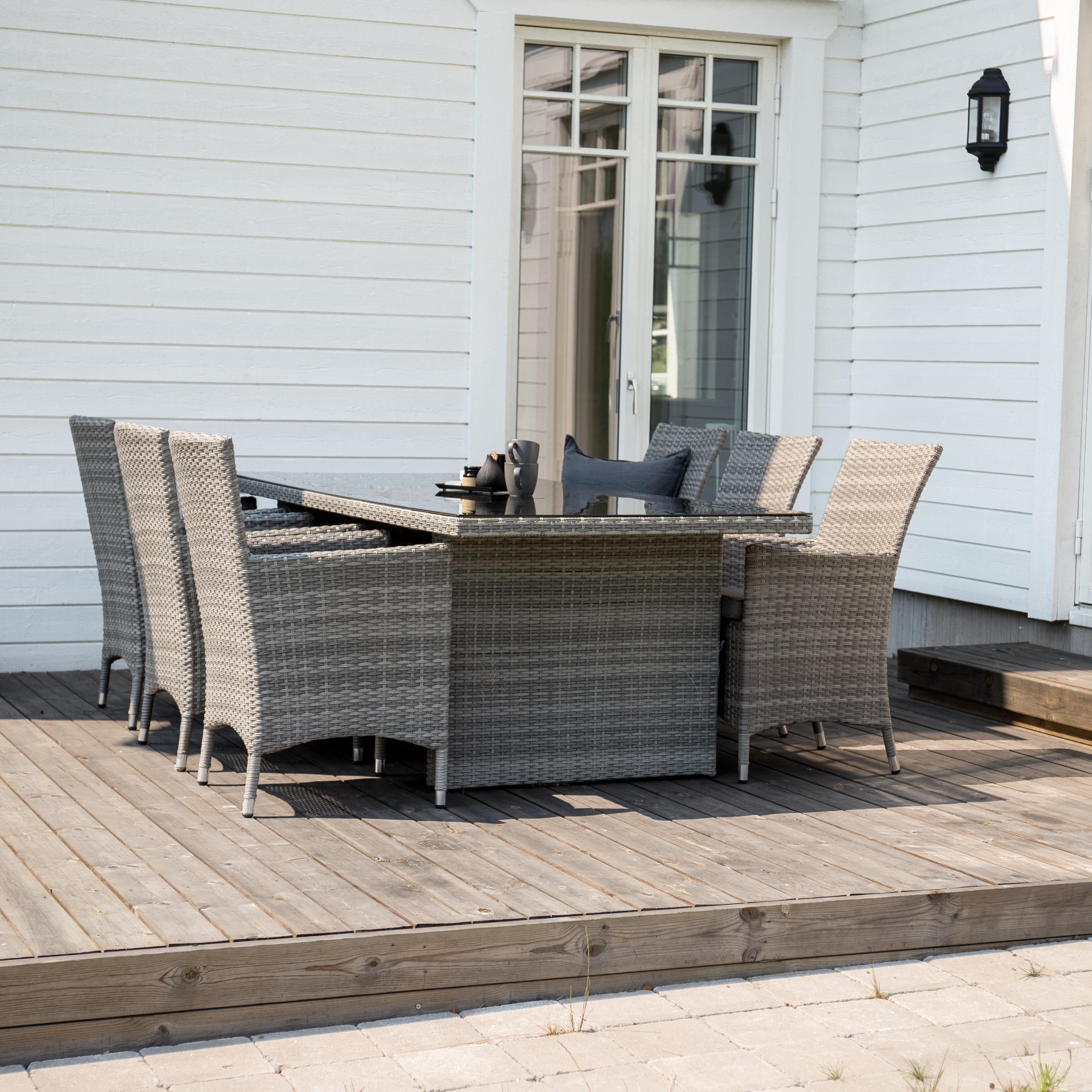 Matgrupp Utomhus Venture Home Pishi 200 med 6 Milwa Trädgårdsstolar