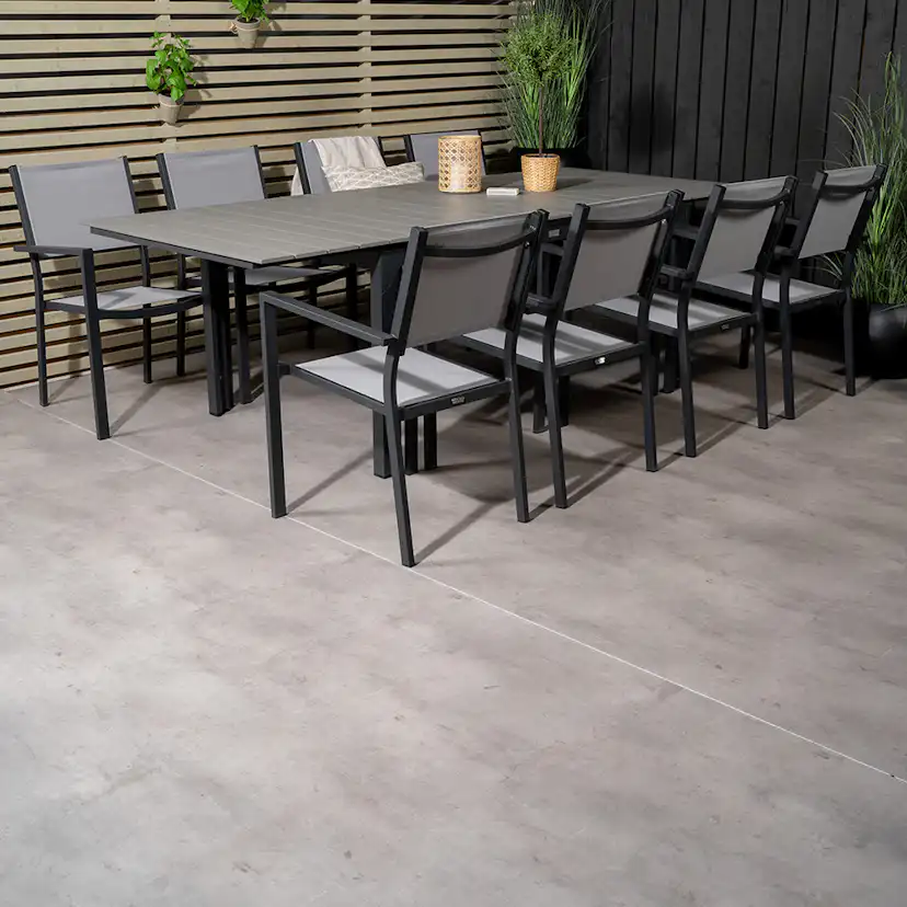 Matgrupp Venture Home Lova 160/240 med 8 Copacabana Karmstolar