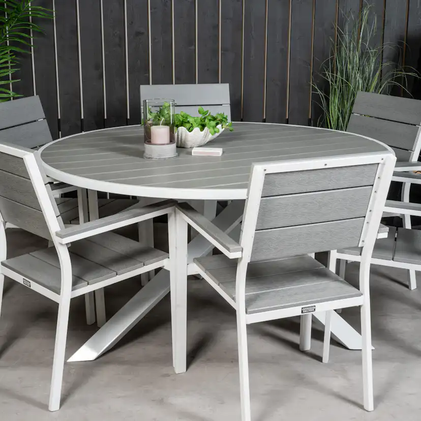 Matgrupp Utomhus Venture Home Pincy Ø140 med 6 Lova Trädgårdsstolar