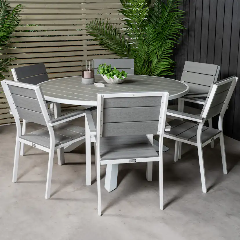 Matgrupp Utomhus Venture Home Pincy Ø140 med 6 Lova Trädgårdsstolar