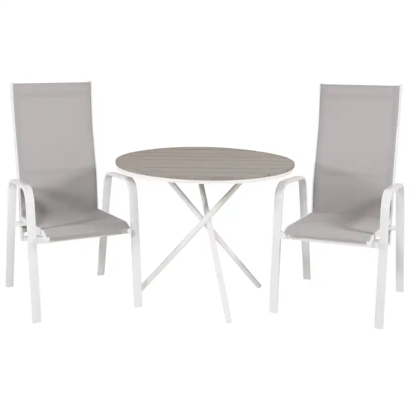 Cafégrupp Venture Home Pincy Ø 90 med 2 Copacabana Trädgårdsstolar Utomhus