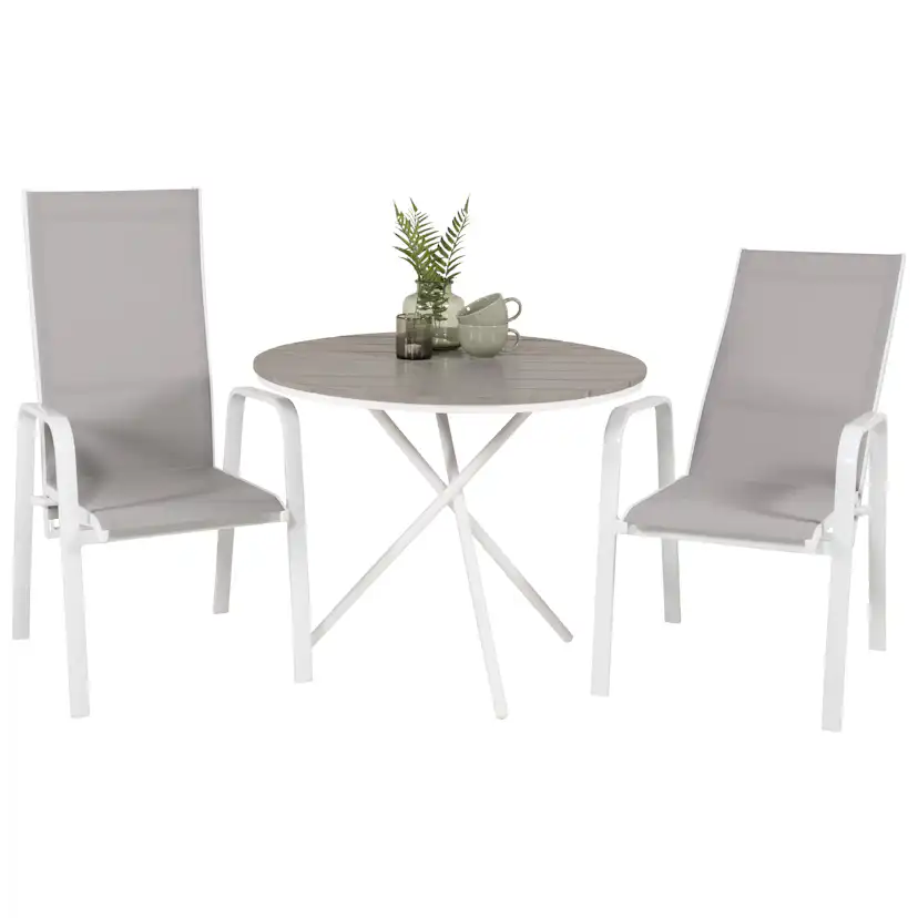 Cafégrupp Venture Home Pincy Ø 90 med 2 Copacabana Trädgårdsstolar Utomhus