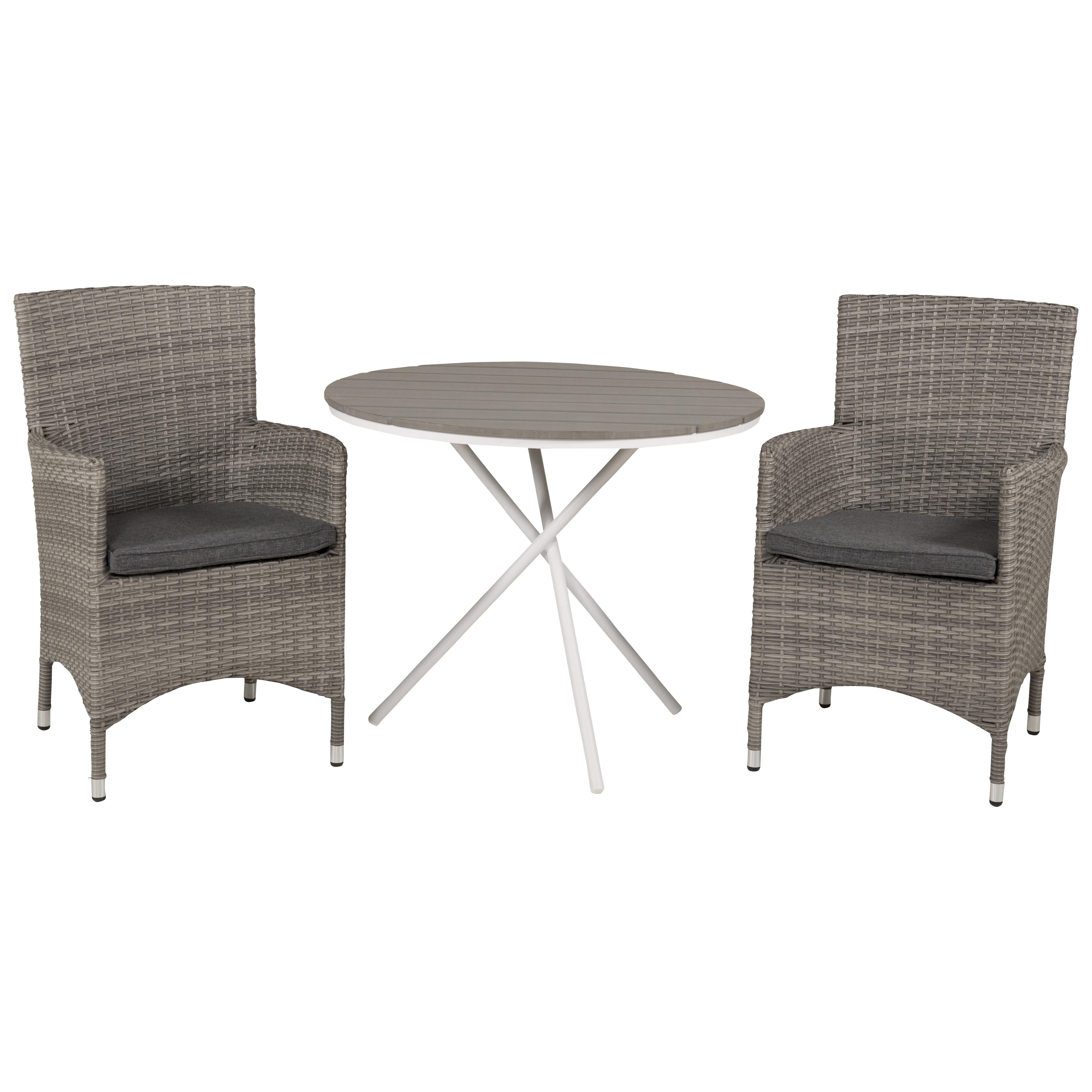 Cafégrupp Venture Home Parma med 2 Malin Trädgårdsstolar Utomhus