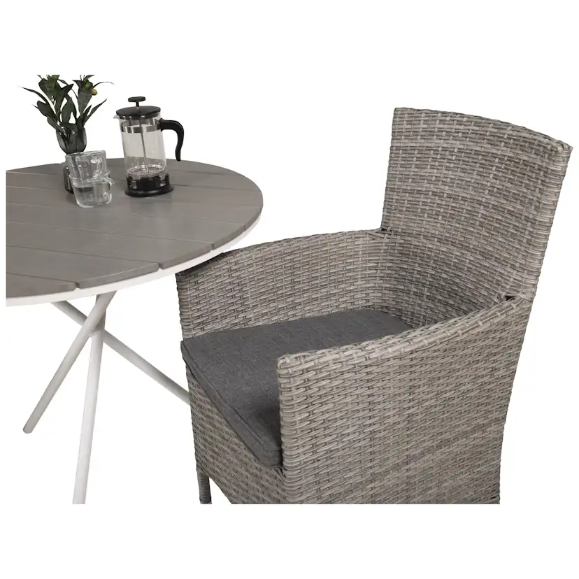 Cafégrupp Venture Home Parma med 2 Malin Trädgårdsstolar Utomhus