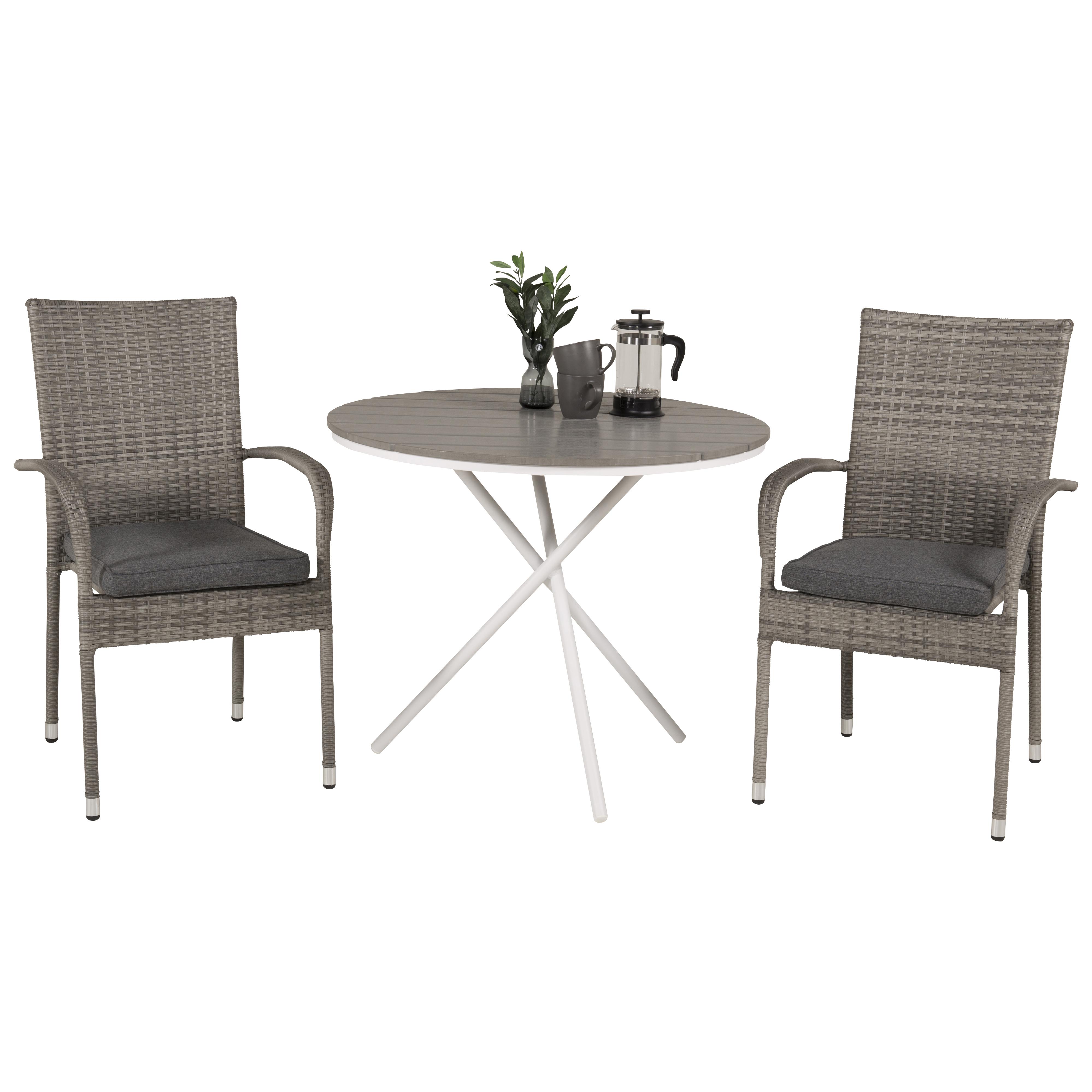 Cafégrupp Venture Home Parma med 2 Anna Trädgårdsstolar Utomhus