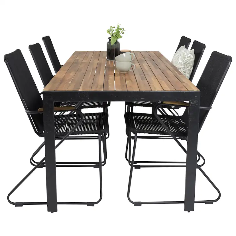 Matgrupp Utomhus Venture Home Berfin med 6 KarmTrädgårdsstolar