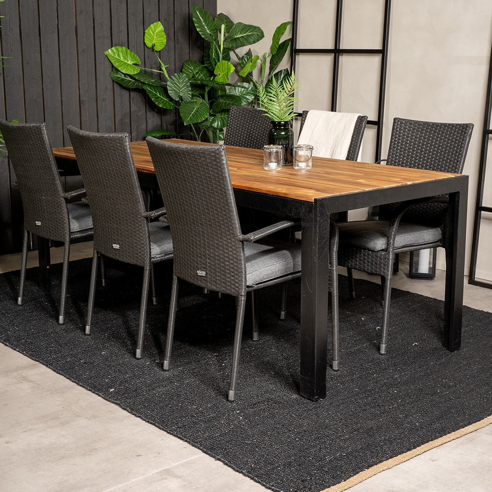 Matgrupp Utomhus Venture Home Bois med 6 Anna Trädgårdsstolar