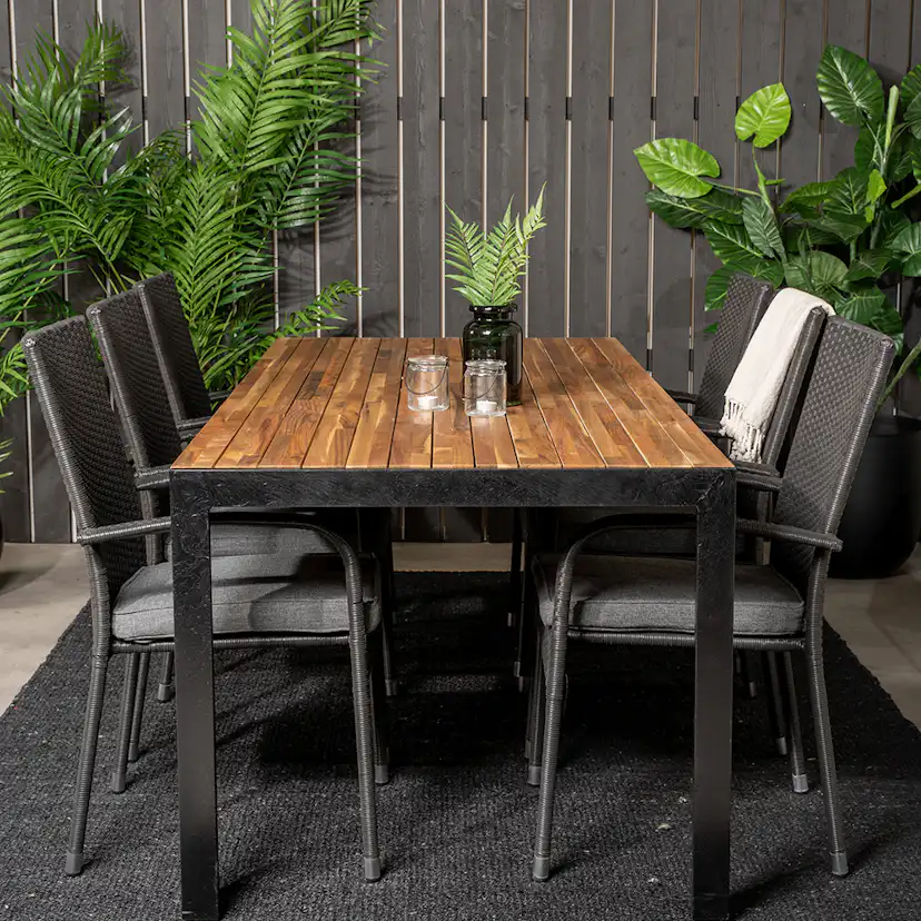 Matgrupp Utomhus Venture Home Bois med 6 Anna Trädgårdsstolar