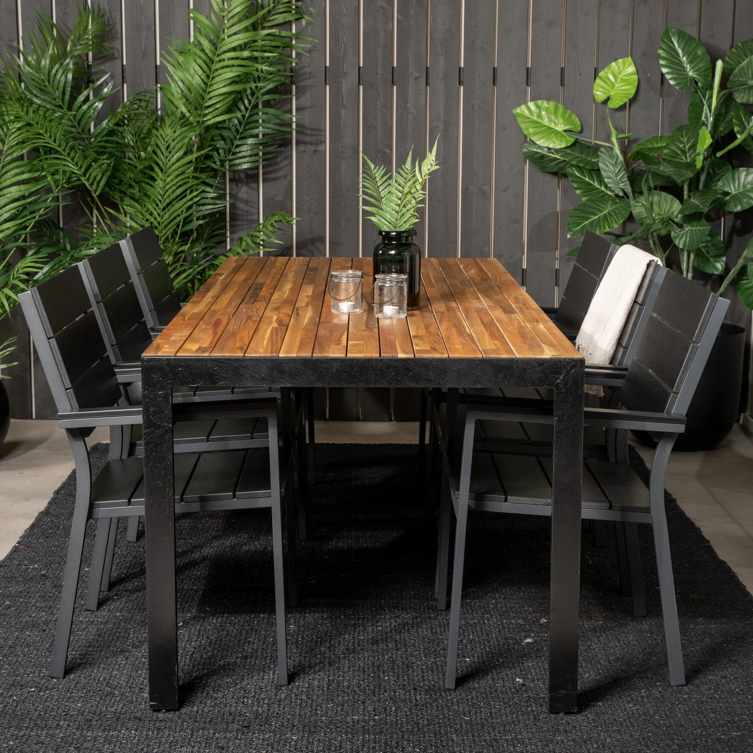 Matgrupp Utomhus Venture Home Berfin med 6 Lova Trädgårdsstolar