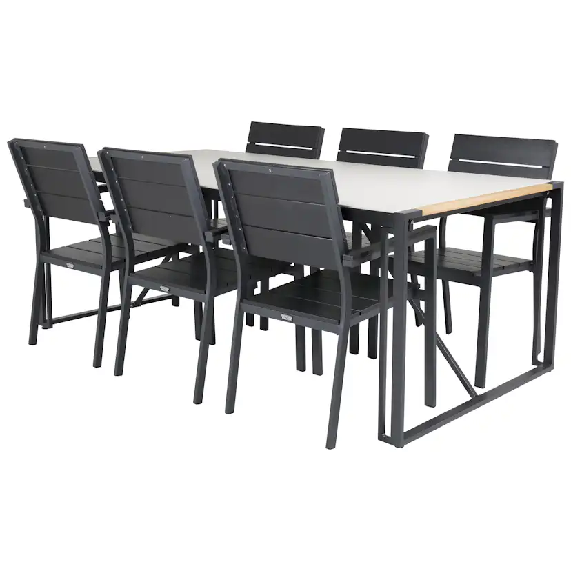 Matgrupp Utomhus Venture Home Tilly 200 med 6 Lova Trädgårdsstolar