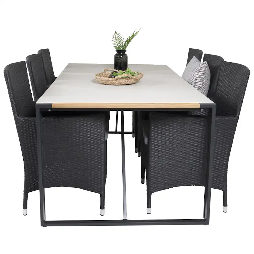 Matgrupp Utomhus Venture Home Tilly 200 med 6 Milwa Trädgårdsstolar