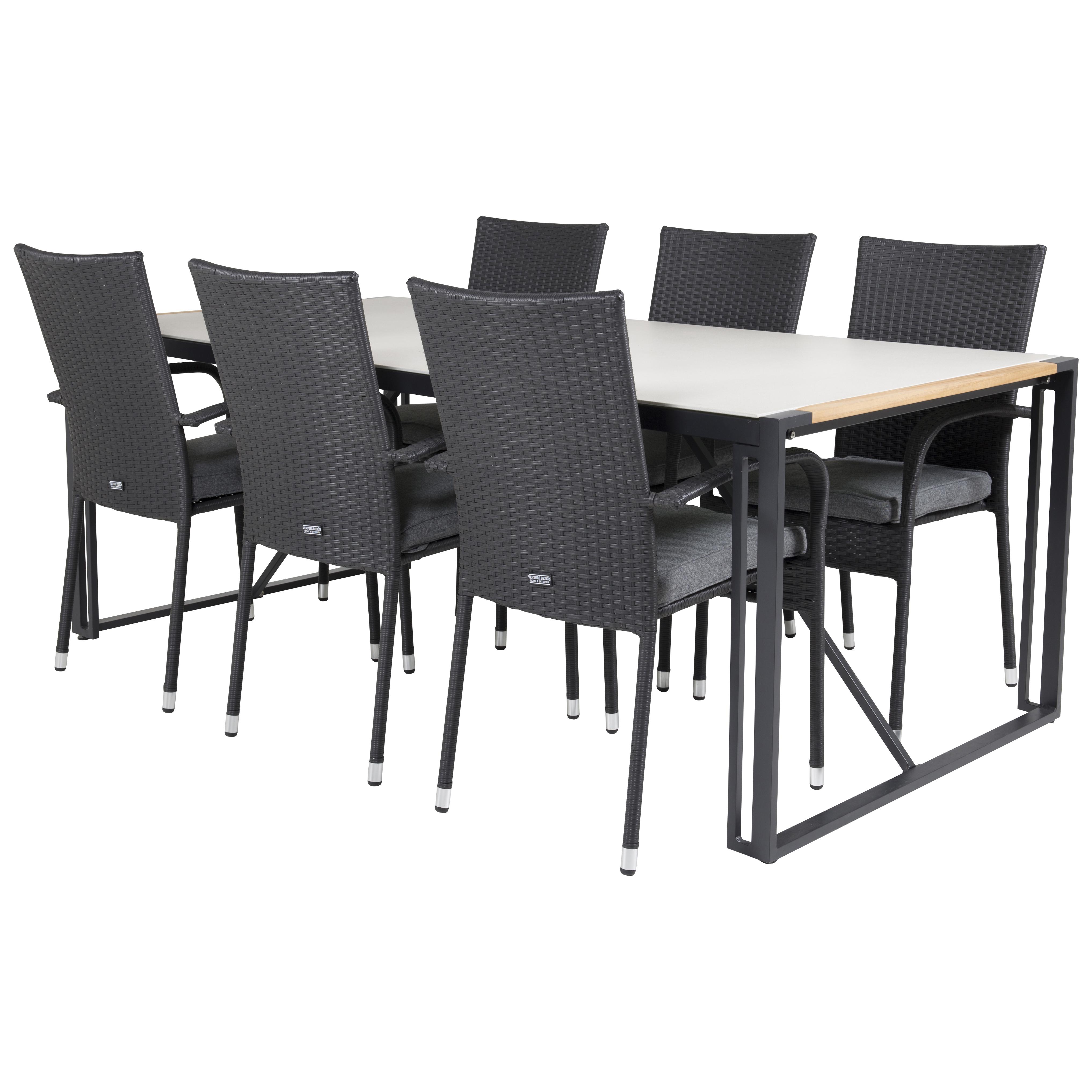 Matgrupp Utomhus Venture Home Tilly 200 med 6 Asta Trädgårdsstolar