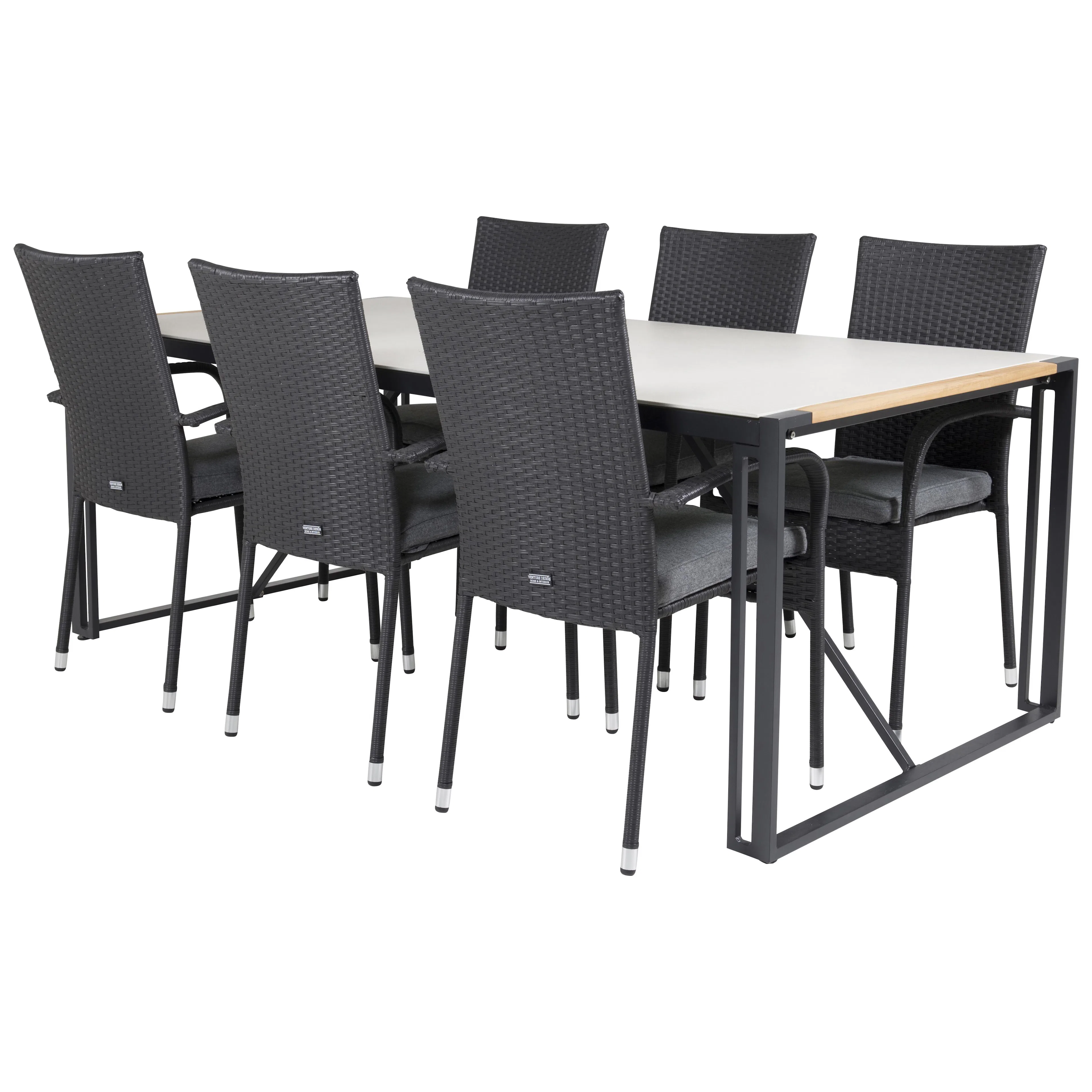 Matgrupp Utomhus Venture Home Tilly 200 med 6 Asta Trädgårdsstolar