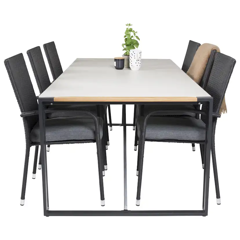 Matgrupp Utomhus Venture Home Tilly 200 med 6 Asta Trädgårdsstolar