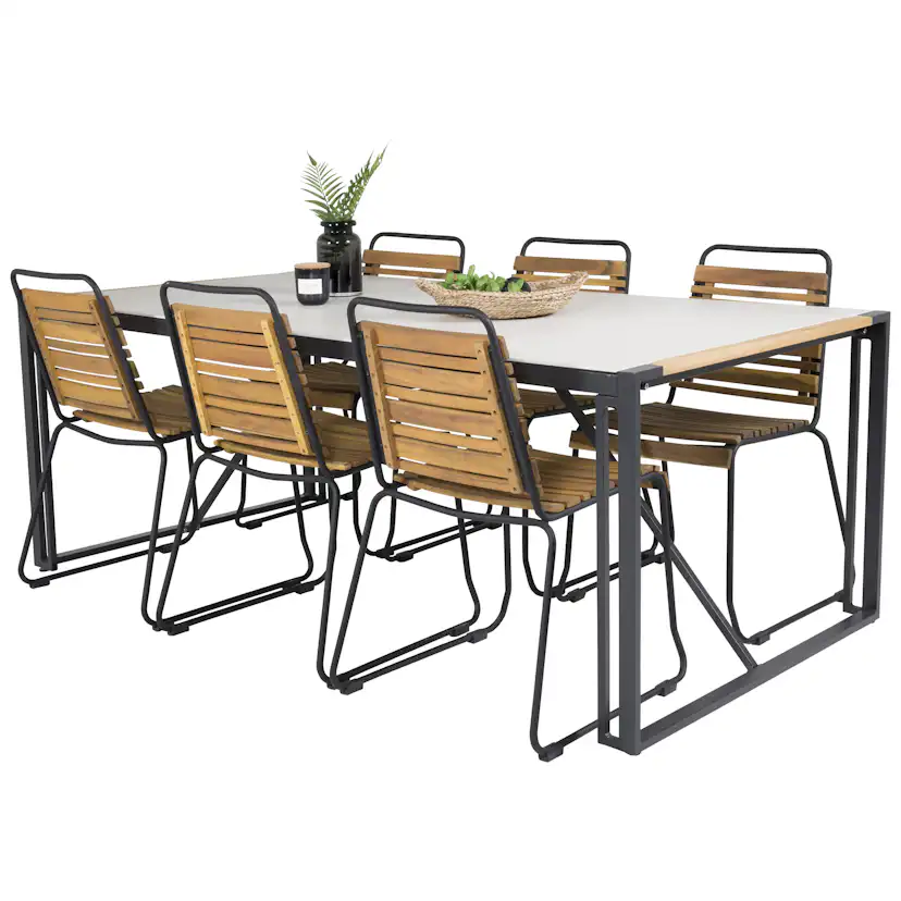 Matgrupp Utomhus Venture Home Tilly 200 med 6 Berfin Trädgårdsstolar