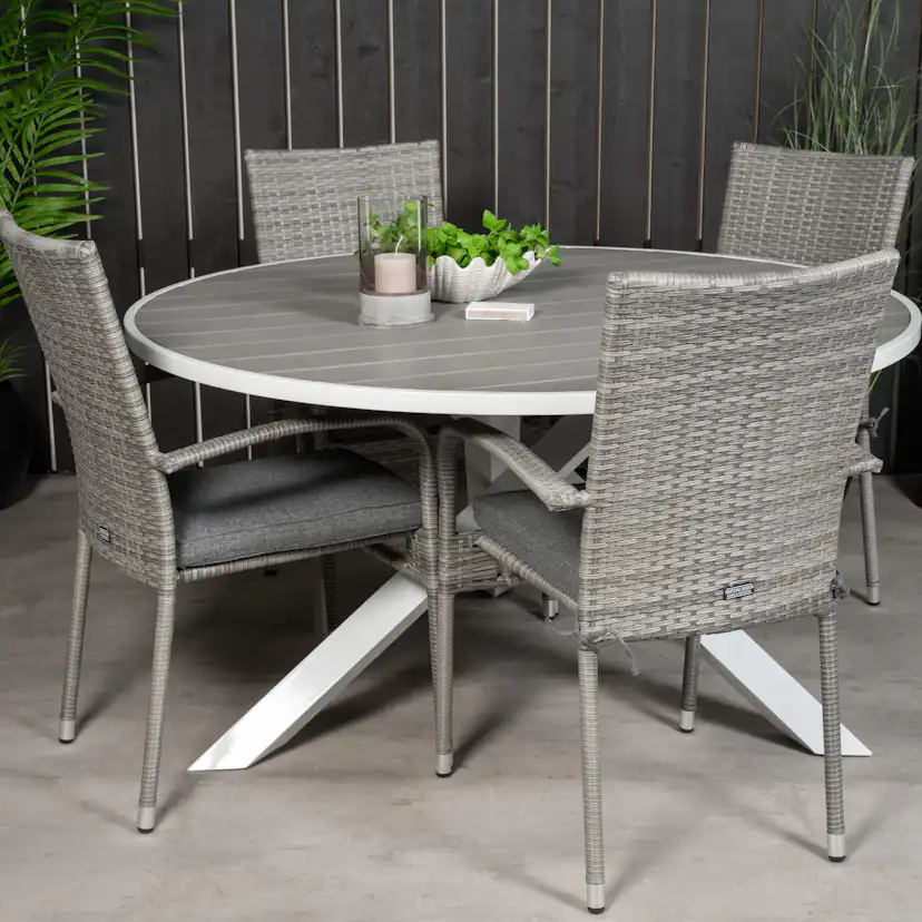 Matgrupp Utomhus Venture Home Pincy Ø140 med 4 Asta Trädgårdsstolar