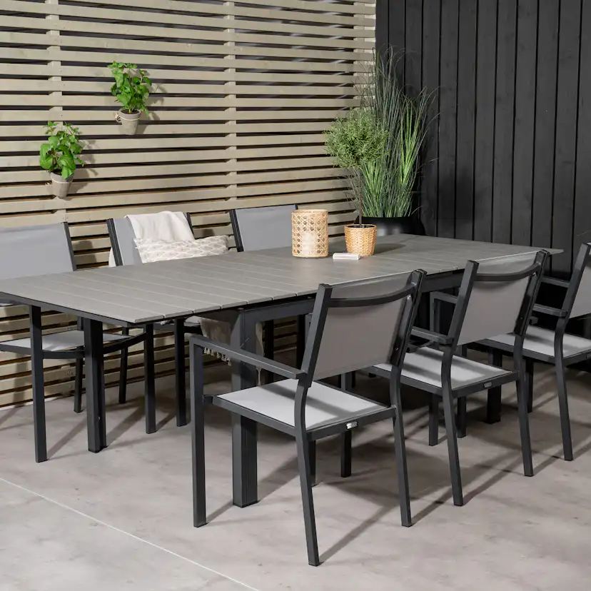 Matgrupp Venture Home Lova 160/240 med 6 Copacabana Karmstolar