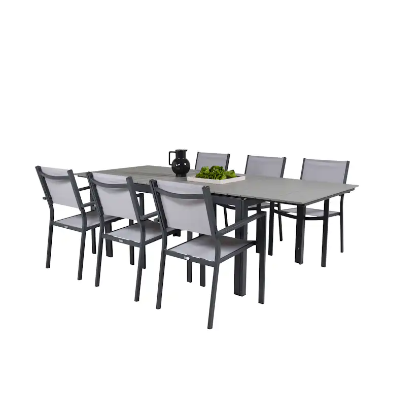 Matgrupp Venture Home Lova 160/240 med 6 Copacabana Karmstolar