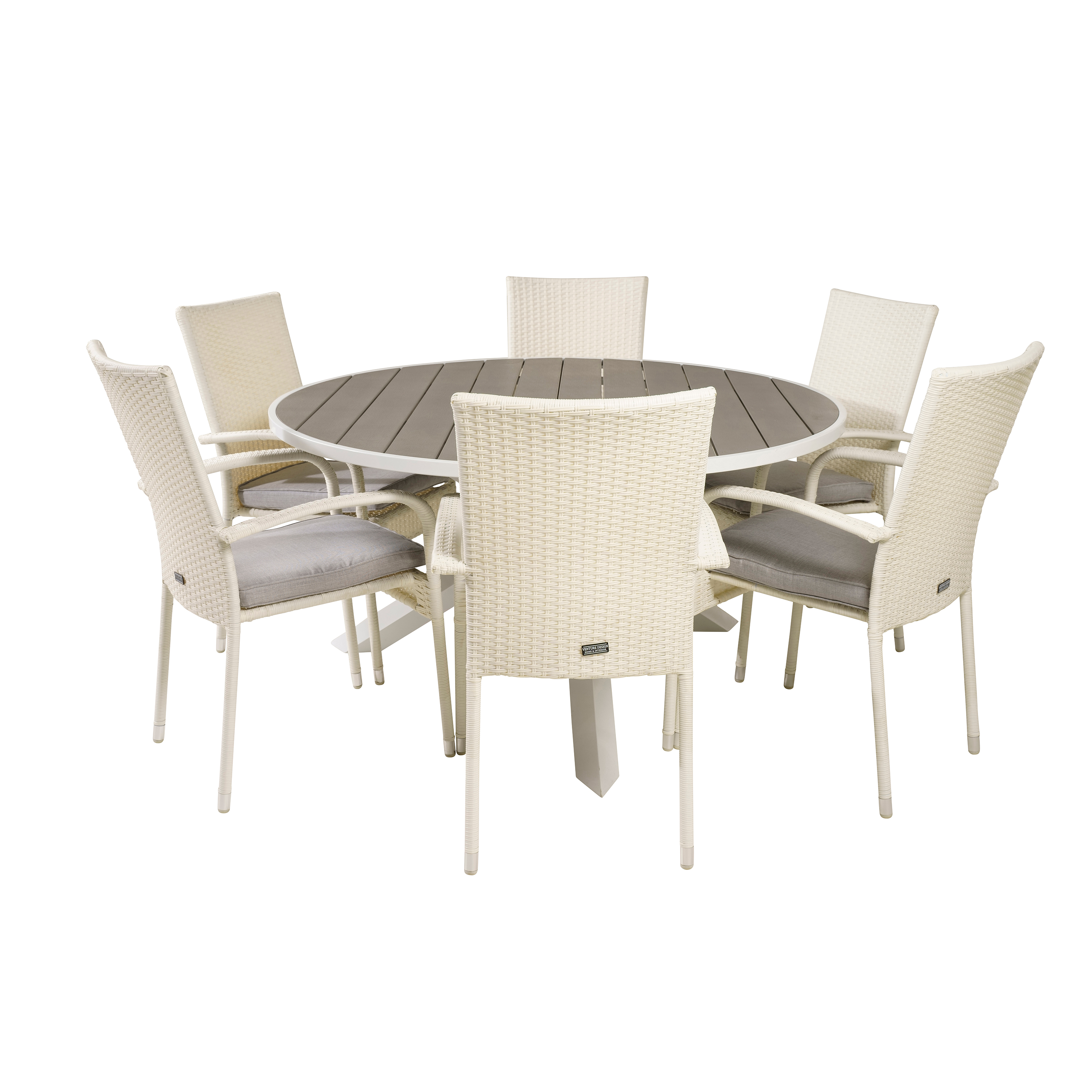 Matgrupp Utomhus Venture Home Pincy Ø140 med 6 Asta Trädgårdsstolar