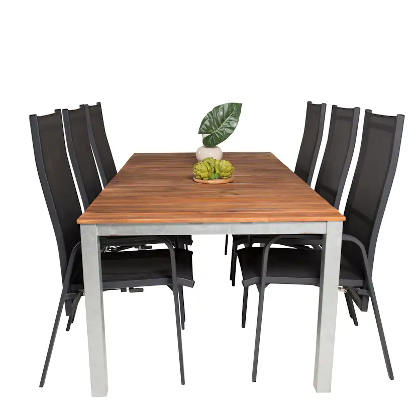 Matgrupp Utomhus Venture Home Zacharias 200 med 6 Copacabana Trädgårdsstolar