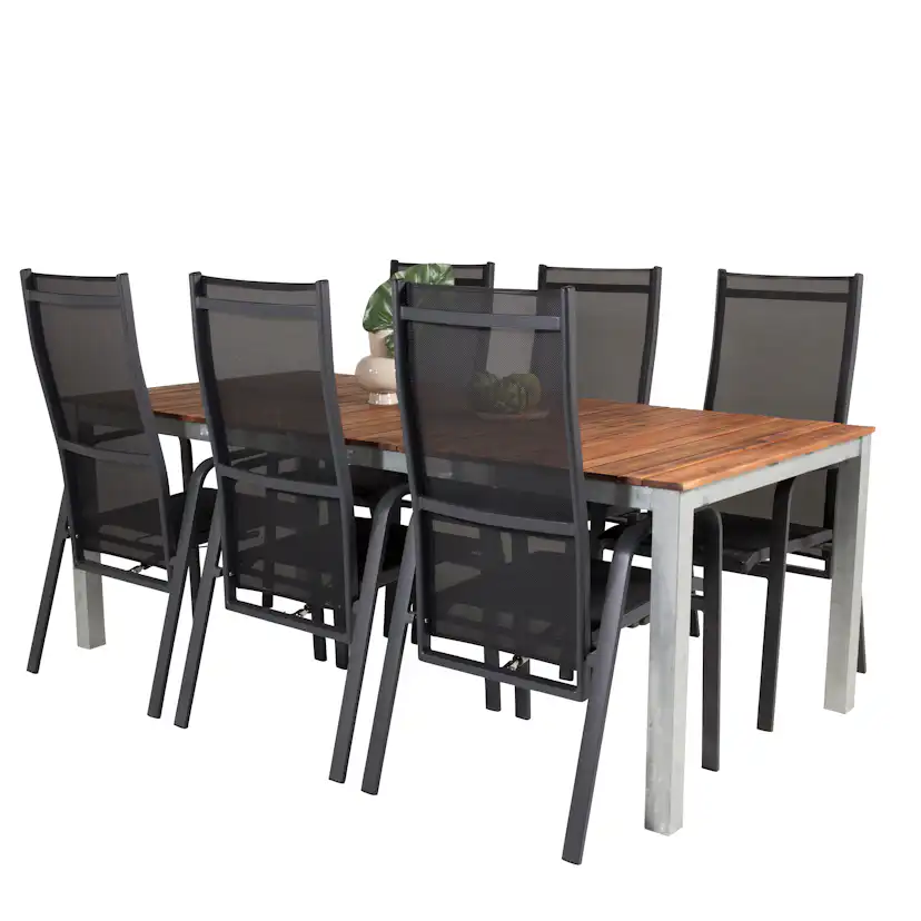 Matgrupp Utomhus Venture Home Zacharias 200 med 6 Copacabana Trädgårdsstolar