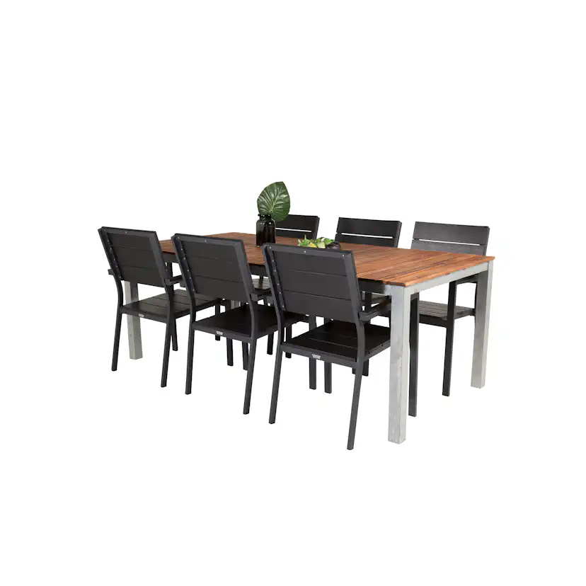 Matgrupp Utomhus Venture Home Zacharias 200 med 6 Lova Trädgårdsstolar