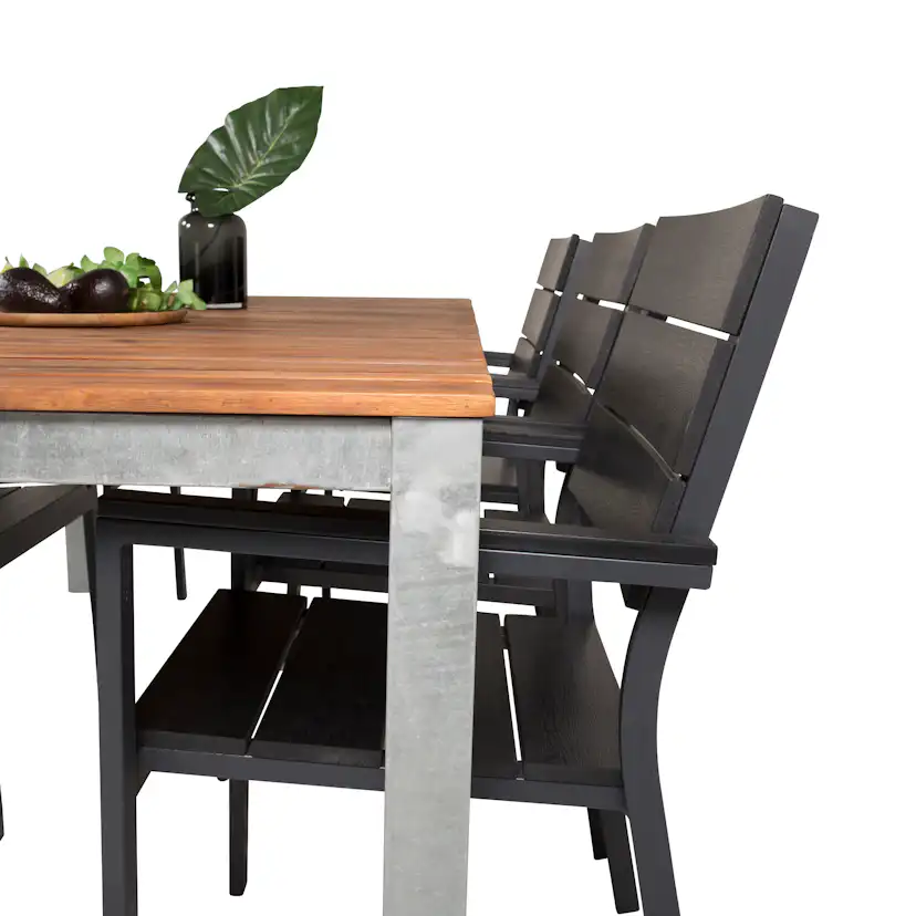 Matgrupp Utomhus Venture Home Zacharias 200 med 6 Lova Trädgårdsstolar