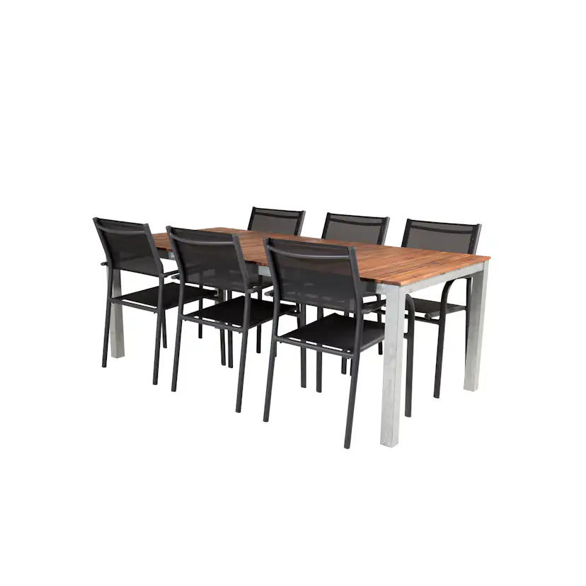 Matgrupp Utomhus Venture Home Zacharias 200 med 6 Siri Trädgårdsstolar