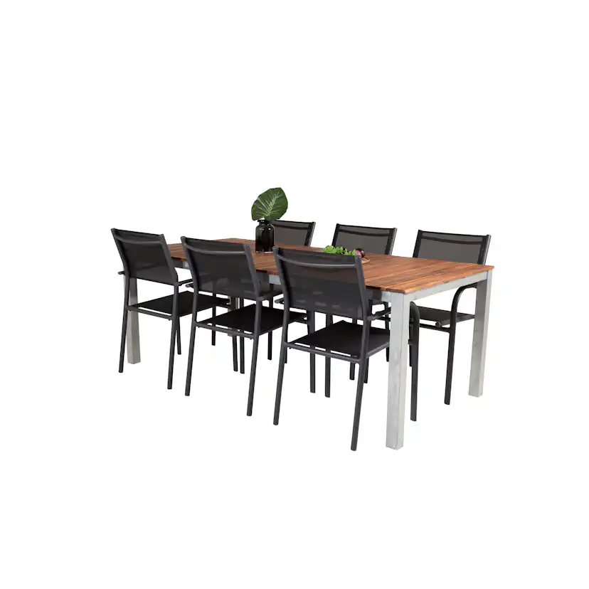 Matgrupp Utomhus Venture Home Zacharias 200 med 6 Siri Trädgårdsstolar