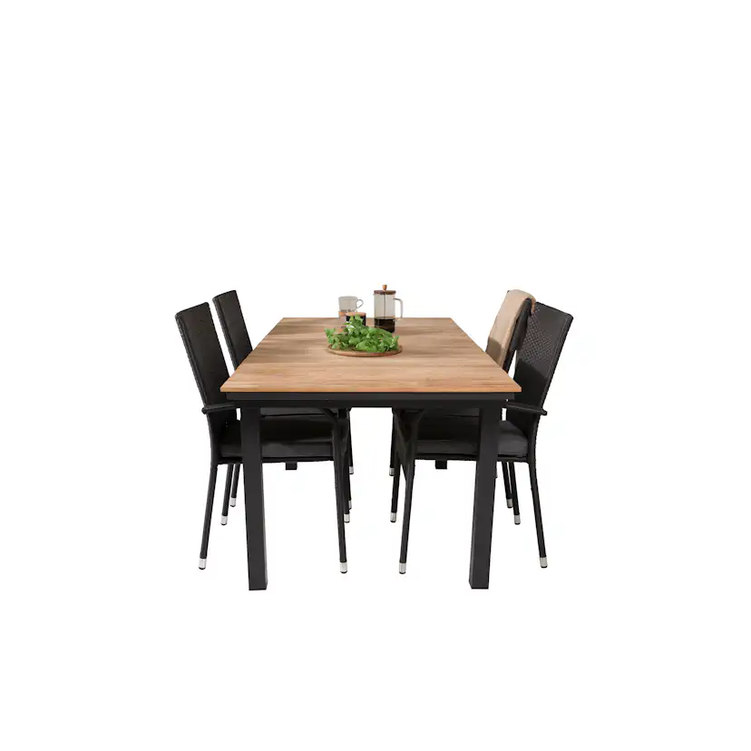 Matgrupp Utomhus Venture Home Meya 160/240 med 4 Asta Trädgårdsstolar