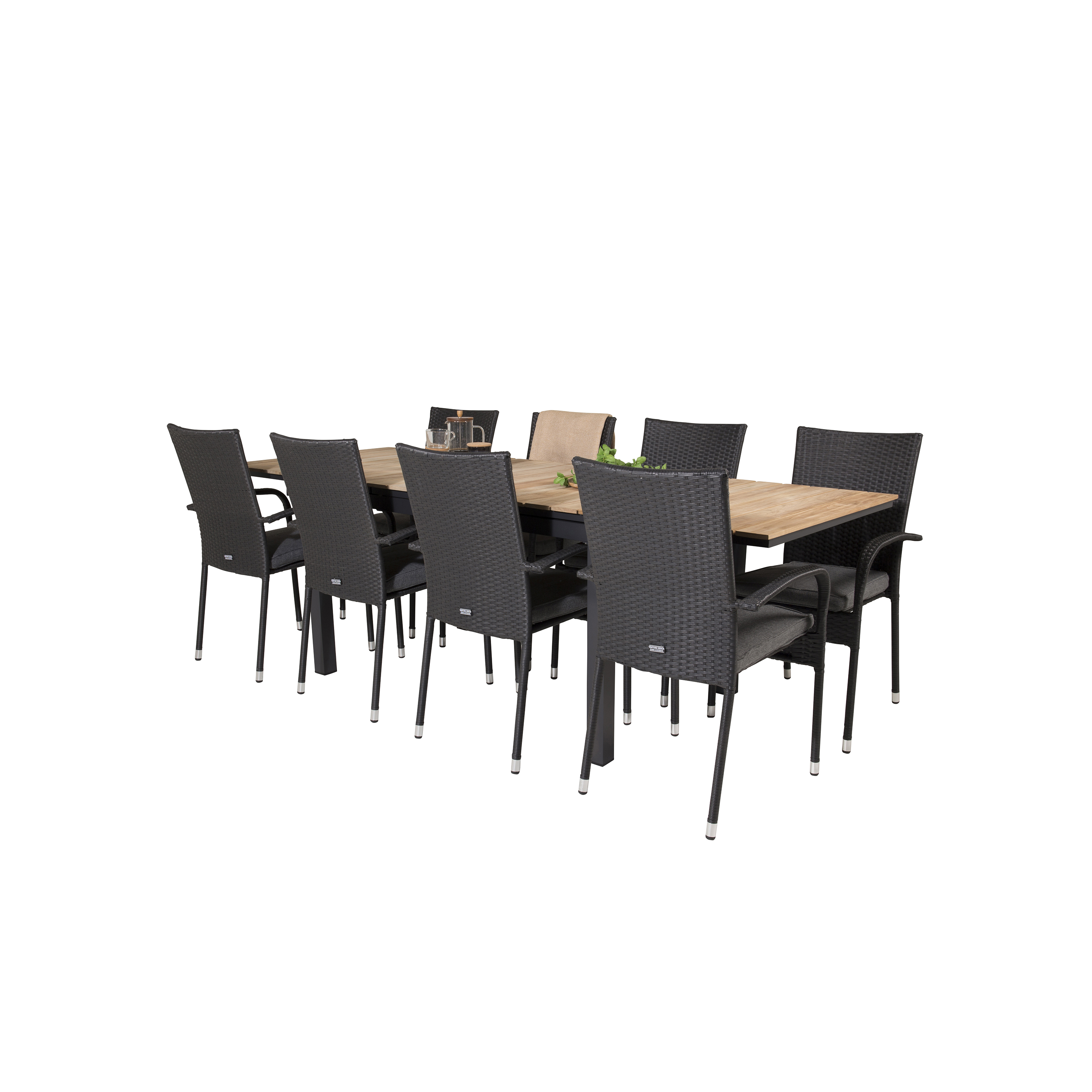 Matgrupp Utomhus Venture Home Meya 160/240 med 8 Asta Trädgårdsstolar