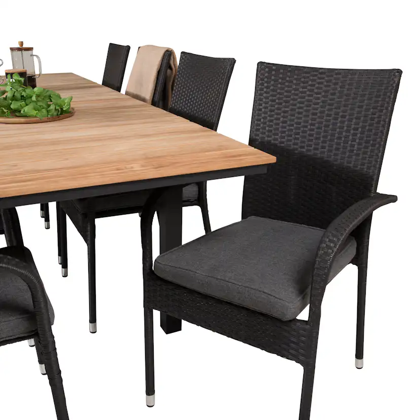 Matgrupp Utomhus Venture Home Meya 160/240 med 8 Asta Trädgårdsstolar