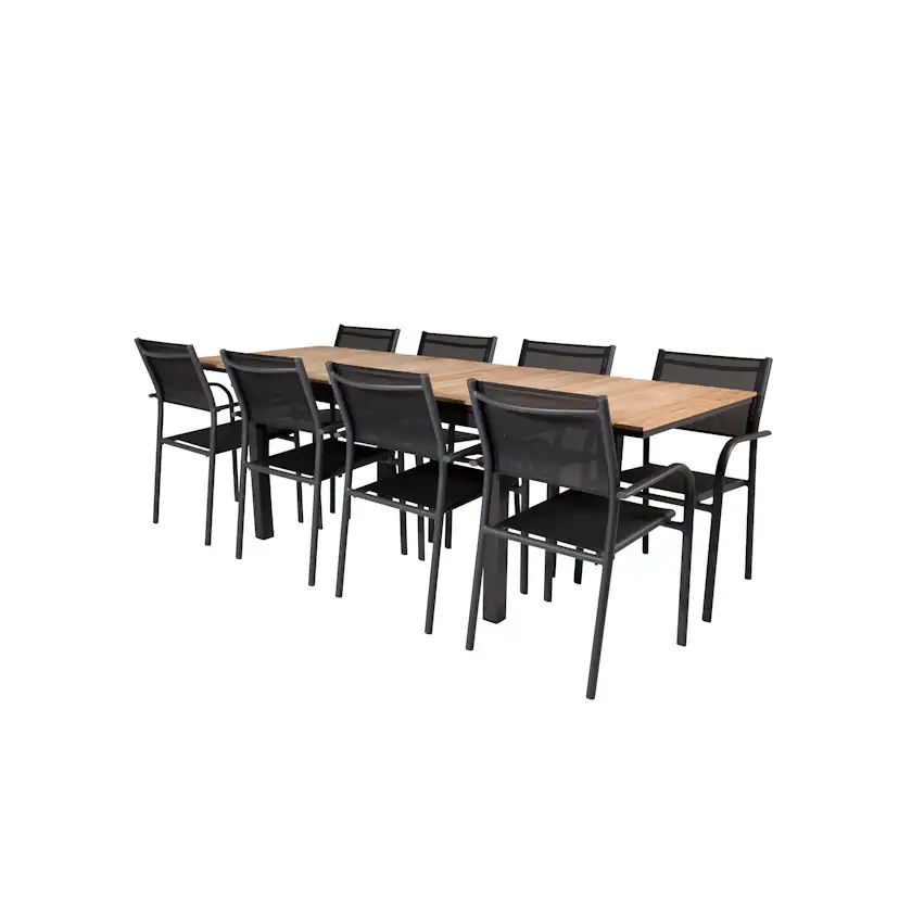 Matgrupp Utomhus Venture Home Meya 160/240 med 8 Siri Trädgårdsstolar