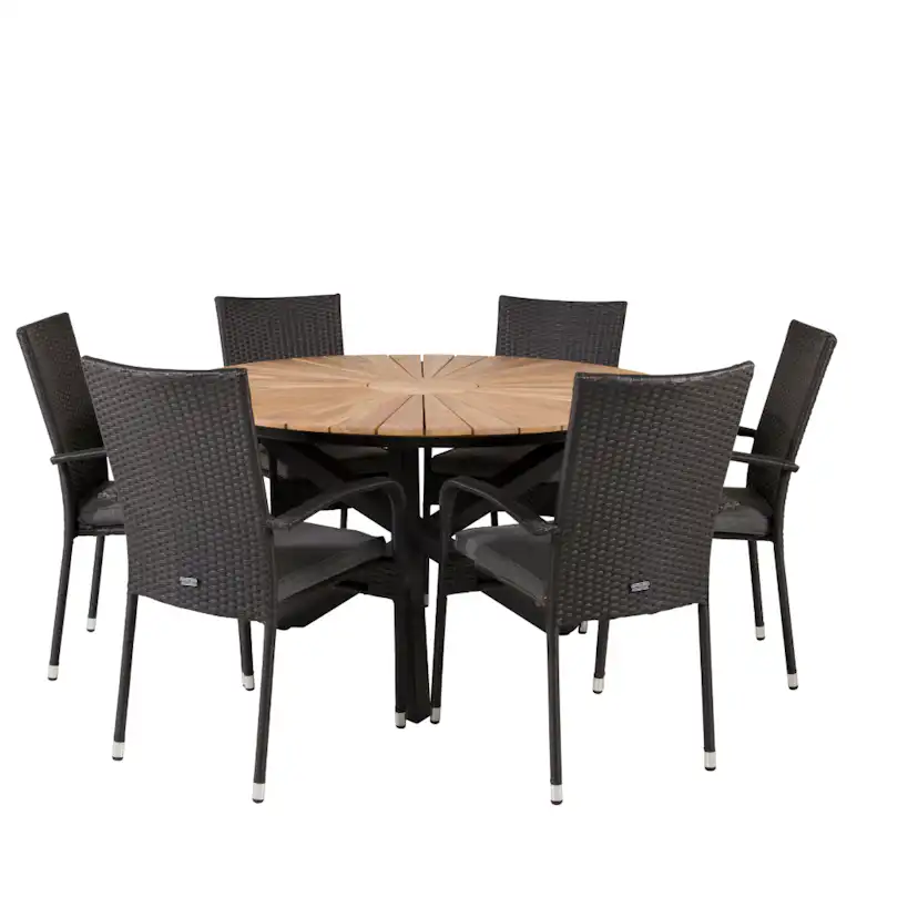 Matgrupp Utomhus Venture Home Meya Ø 140 med 6 Asta Trädgårdsstolar