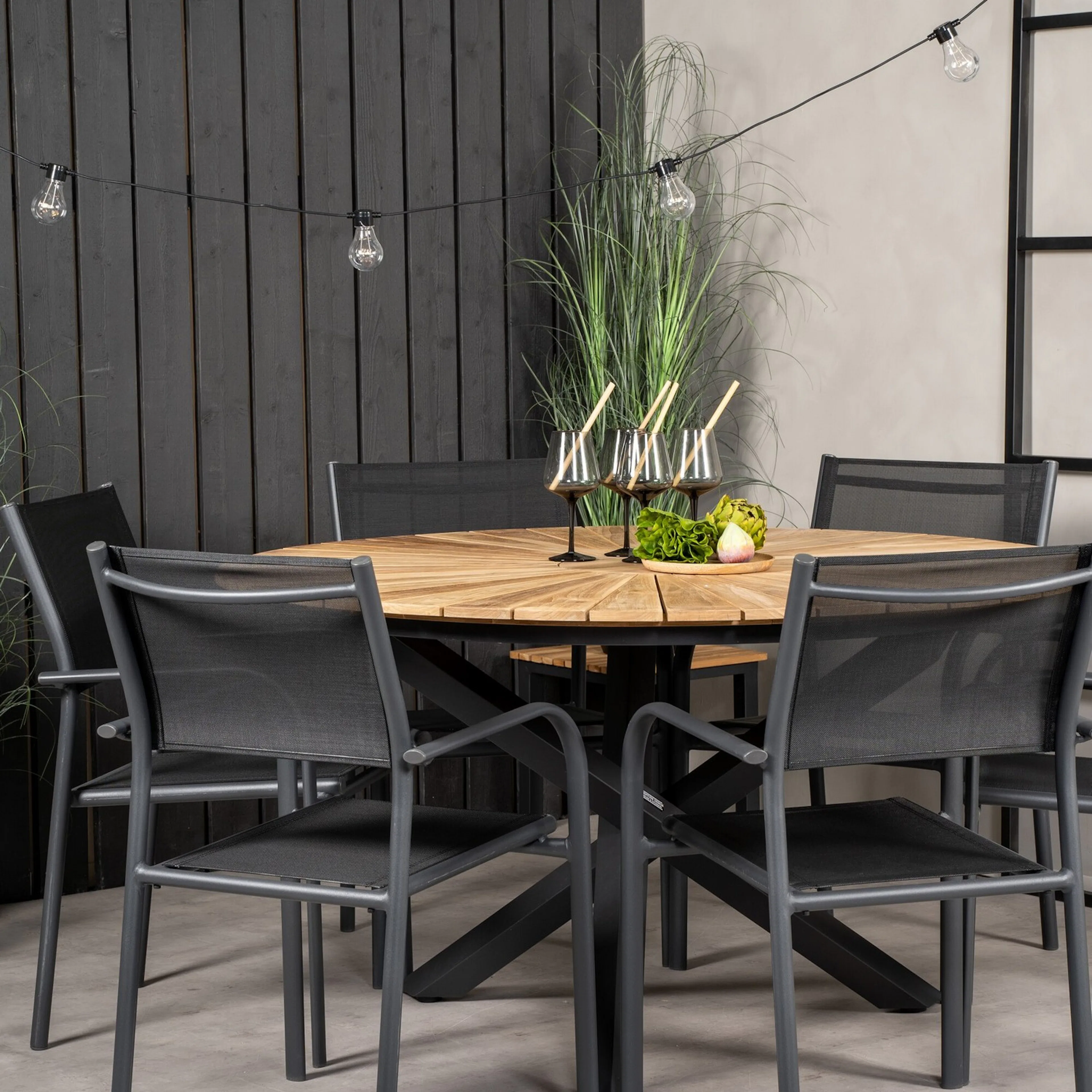 Matgrupp Utomhus Venture Home Meya Ø 140 med 6 Siri Trädgårdsstolar