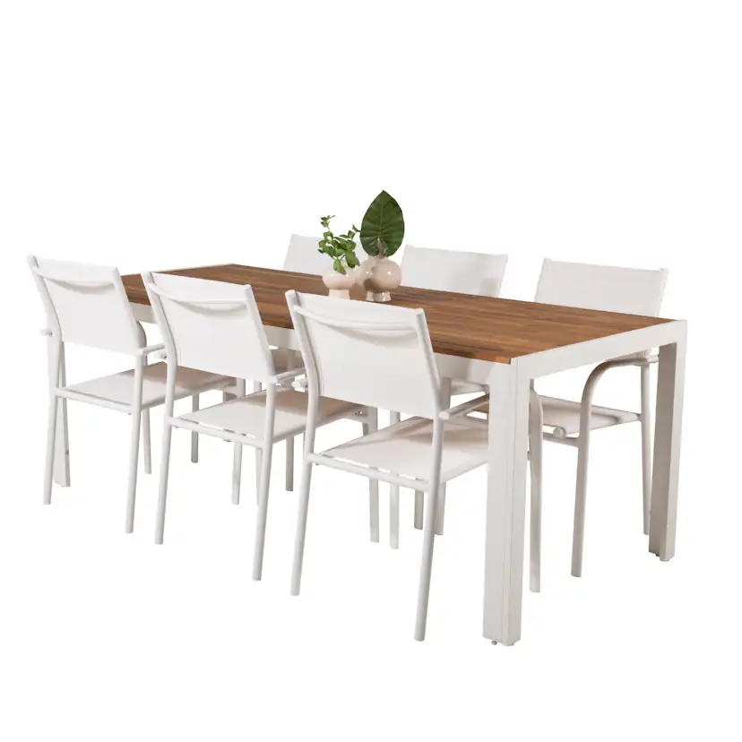 Matgrupp Venture Home Bois med 6 Santorini Stolar