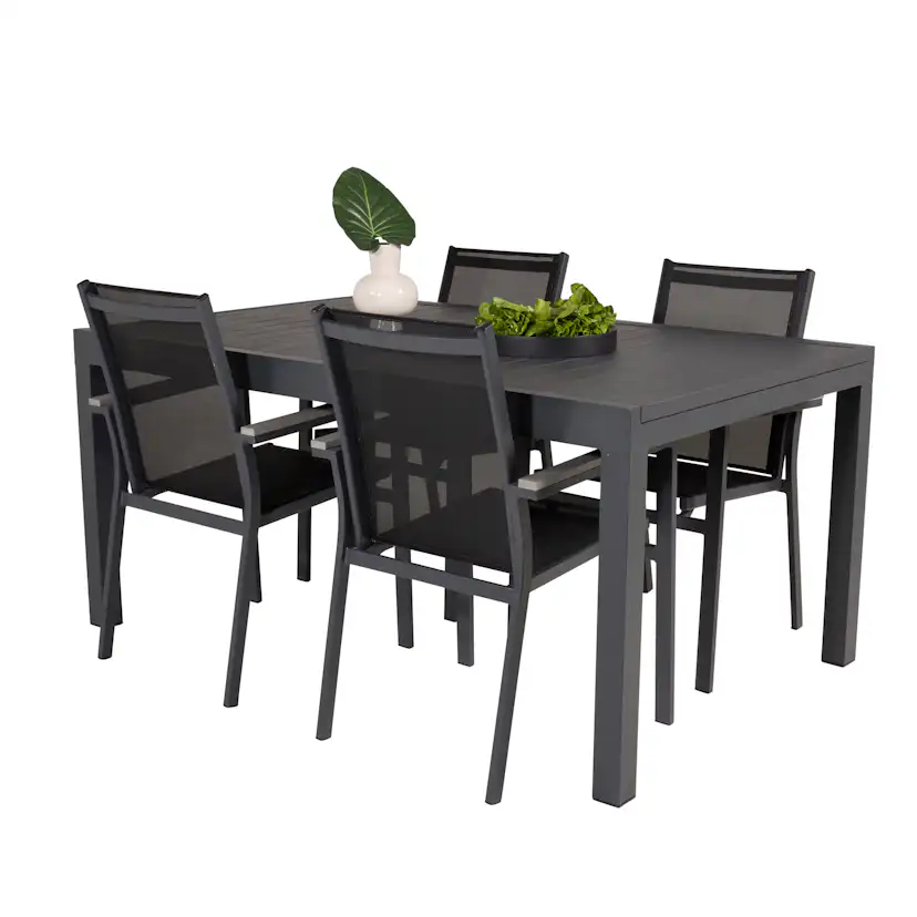 Matgrupp Utomhus Venture Home Madrid 160/240 med 4 Pincy Trädgårdsstolar