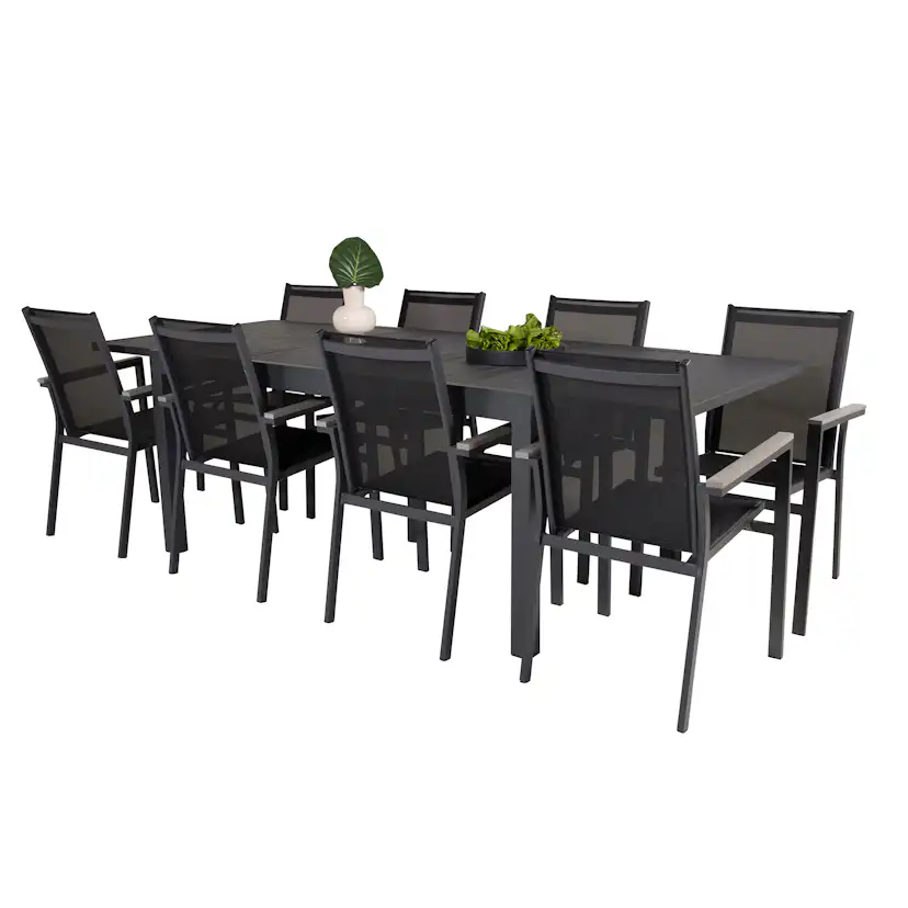 Matgrupp Utomhus Venture Home Madrid 160/240 med 8 Pincy Trädgårdsstolar